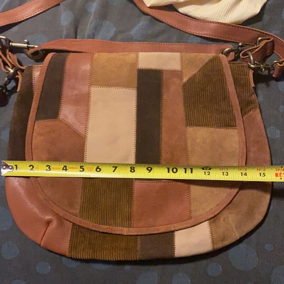 🔥🔥Free People 🔥🔥Prague Patchwork Messenger Bag Purse Leather Suede - Picture 15 of 16